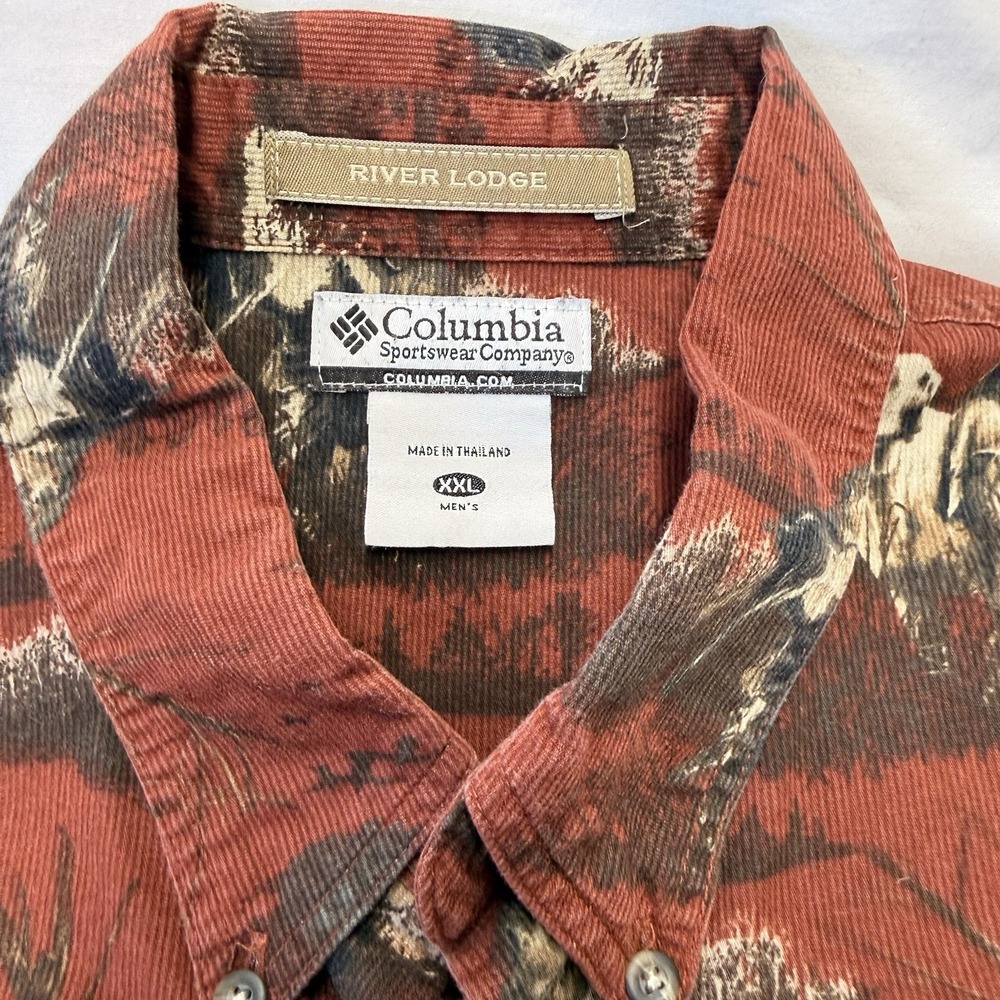 Columbia River Lodge Dog Hunting Shirt Men's Sz XXL Red Corduroy Button Front - Picture 3 of 14